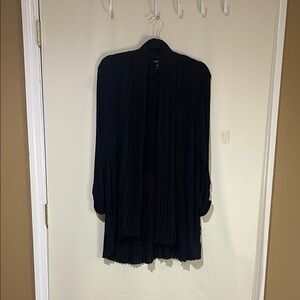 NWOT August Silk Elegant Black Draped, Open Front Long Sleeve Cardigan SZ Large